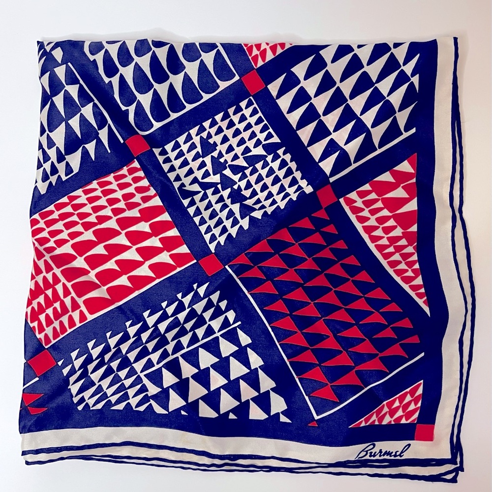 Burmel - 70’s Vintage Silk Scarf in Red, White & Blue